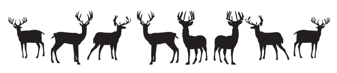 deer collection of silhouettes in white background vector