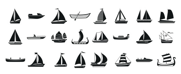 boat icon set simple style