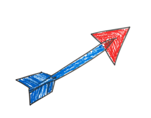 Arrow, hand-drawn, red, blue, isolated, white, background, sketch, illustration, symbol, direction, pointer, line, art, graphic, design, creative, simple, minimal, bold, colorful, playful, shape, guid