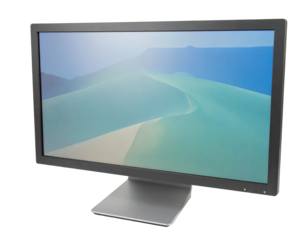 Desktop monitor, screen, technology, display, computer, electronics, isolated, white background, device, office, work, digital, modern, equipment, high-resolution, flat, sleek, professional, productiv