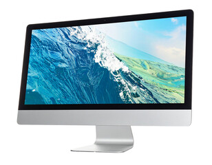 Fototapeta premium Desktop monitor, screen, technology, display, computer, electronics, isolated, white background, device, office, work, digital, modern, equipment, high-resolution, flat, sleek, professional, productiv