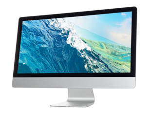 Desktop monitor, screen, technology, display, computer, electronics, isolated, white background, device, office, work, digital, modern, equipment, high-resolution, flat, sleek, professional, productiv