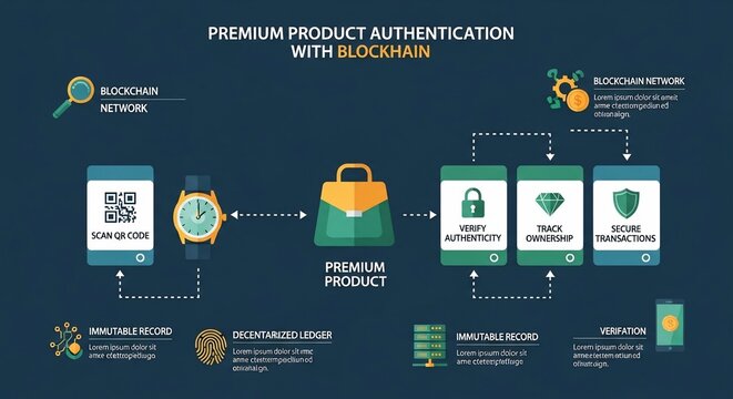 Secure Luxury Goods Verification A Blockchain Authentication Process Flow Diagram.