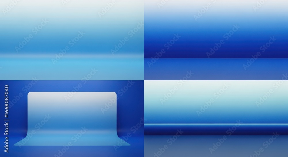 Aufkleber 3d illustration of abstract blue gradient studio background with a curved display stand, perfect for