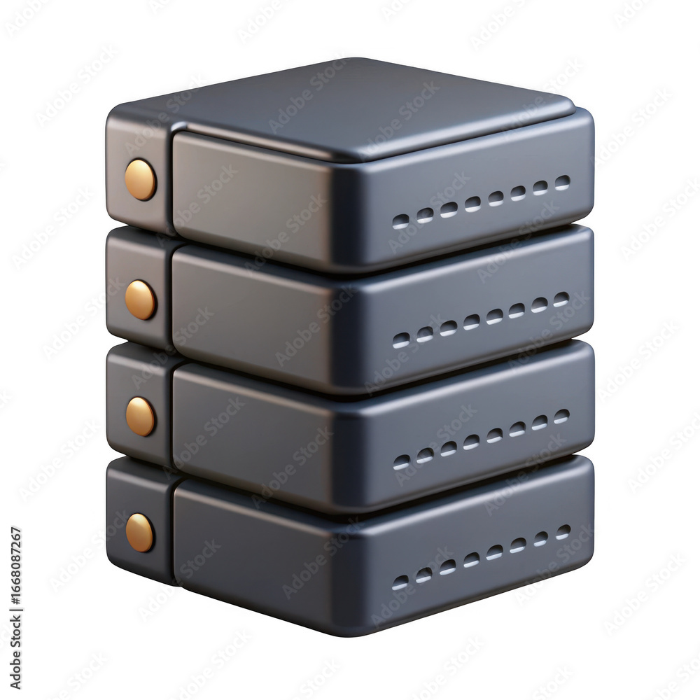Poster 3d stack of network switches isolated on transparent background
