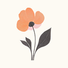 Hand-Painted Flower in Warm Tones on Light Background