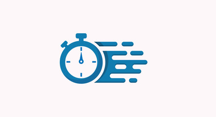 A fast time logo featuring a stopwatch, representing a speed concept for quick delivery, express, and urgent services