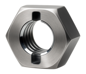 Hex lock nut with a slotted design for woodworking jigs.