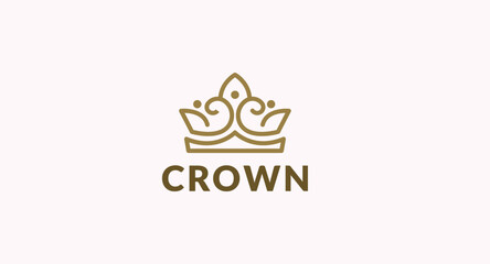 Elegant Golden Crown Logo with Delicate Swirls and Minimalist Design.