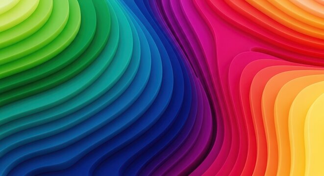 3d illustration of abstract rainbow waves background with vibrant colors and smooth curves, representing diversity and creativity