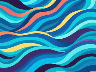 Abstract Wavy Ocean Digital Art: Colorful Swirls and Serene Blues