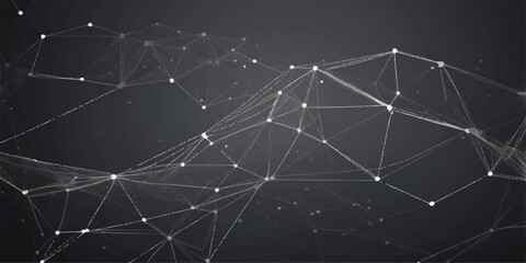 A vector illustration of a spider web with dew drops is a glowing network of starlike lights against a dark night sky