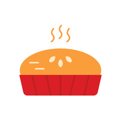Pie Dessert Flat Color Icon: Sweet Food and Baked Good