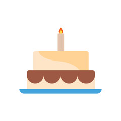 Cake Dessert Flat Color Icon: Sweet Food and Celebration
