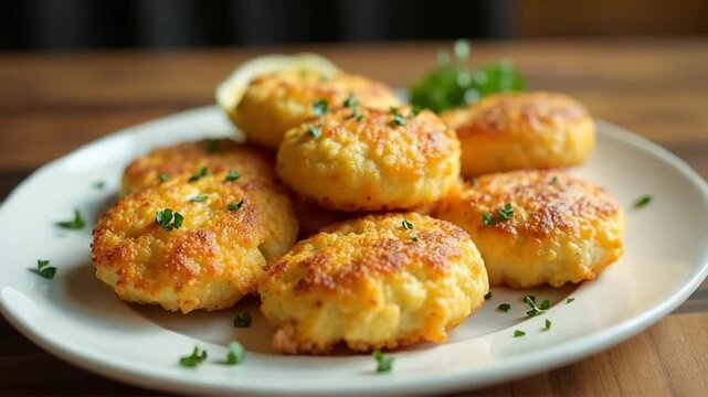  Saltfish Fritters served authentically on a plate
