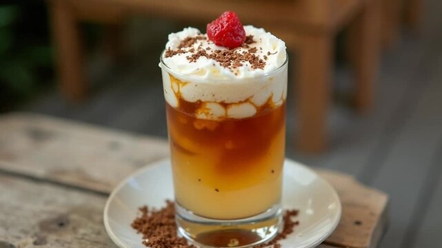  Sarsaparilla Float served authentically on a plate

