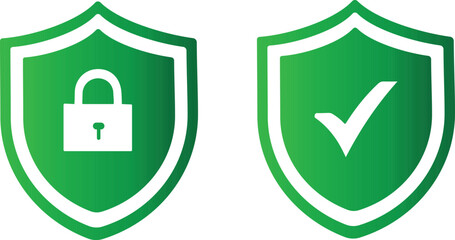 secure shield security, green shield with padlock, green sheild with security, Green Security Shield Icons with Lock and Check Mark, 