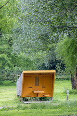 Fototapeta premium Beautiful tiny vacation houses at campsite