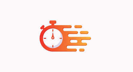 Stopwatch Logo dynamic speed lines, symbolizing fast time.