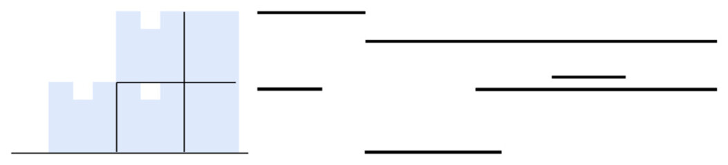 Geometric blocks and horizontal lines creating a balance of structure, space, and connection. Ideal for organization, hierarchy, innovation, design, planning teamwork progress. Simple flat metaphor