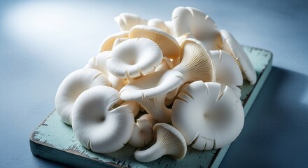 Fresh oyster mushrooms piled high in a container ready for culinary delights and healthy eating