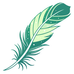 Obraz premium Emerald lime gradient feather vector illustration. Perfect for: eco-friendly branding, botanical artwork, spring festival posters, nature-themed stationery