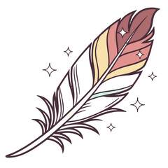 Obraz premium Rainbow gradient feather vector illustration. Perfect for: pride festival designs, colorful branding, fantasy artwork, vibrant product packaging