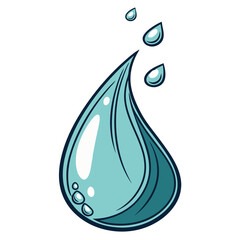 Aqua turquoise gradient water droplet vector illustration. Perfect for: skincare branding, hydration packaging, spa design, eco-friendly artwork