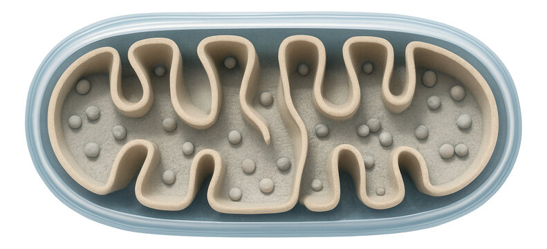 Mitochondrion with visible ribosomes within the matrix area