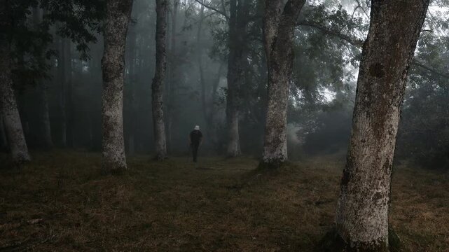 Spanish Basque Country. Hiking Through the Misty Forest
