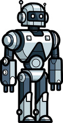 Friendly RetroStyle Robot with Gray and Blue Metallic Body.