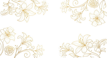 Symmetrical Lily Botanical Illustration for Elegant Design.