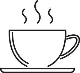 Minimalist Coffee Cup Icon – Hot Drink Line Art