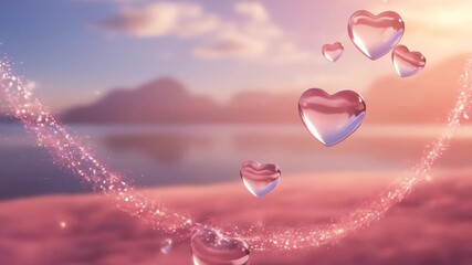 Floating hearts animation on a pink and blue background perfect for romance wedding love or Valentine's Day themed designs celebrations and greetings.