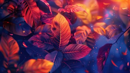 An abstract celebration of the autumn season. A vibrant and textural composition of changing leaves in shades of red, orange, and yellow, symbolizing the quiet beauty and rich palette of fall.