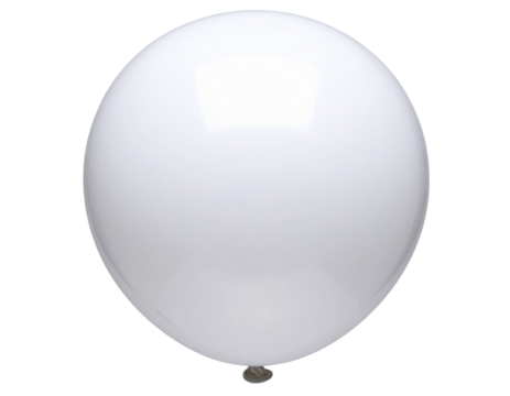 Angled White Balloon with String Attached, Perspective View, isolated on transparent background PNG - Powered by Adobe