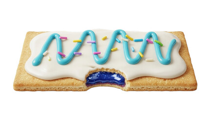 Pop tart with frosting on white transparent background, PNG