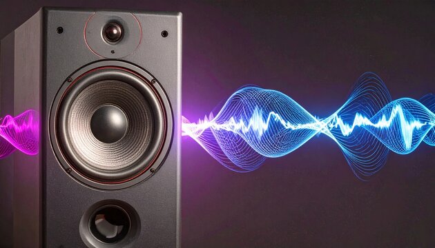 High quality sound system speaker with wave visual effect &ndash; 3D concept