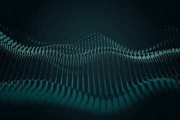 Abstract teal digital waveform with glowing particles