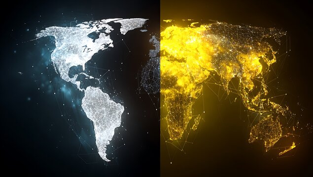 Dualistic world map ice and fire transformation - Powered by Adobe