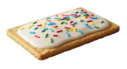 Pop tart with frosting on white transparent background, PNG