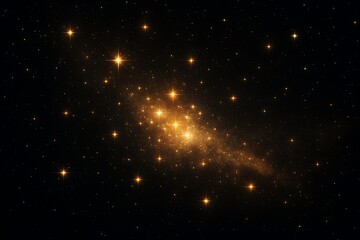 Bright Golden Stars in Dark Night Sky