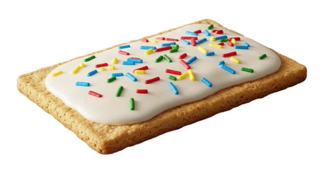 Pop tart with frosting on white transparent background, PNG