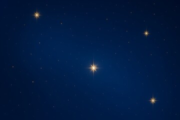Bright Golden Stars in Dark Night Sky