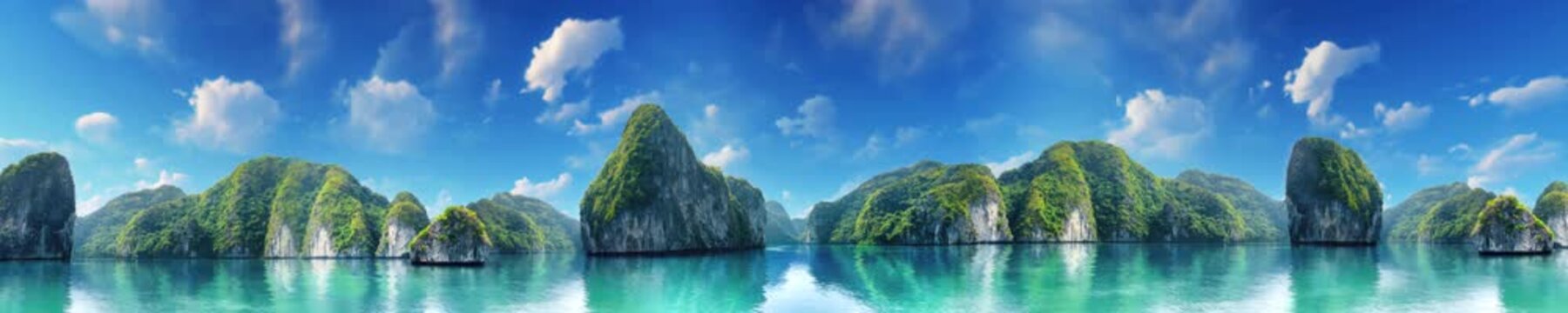 Halong Bay Vietnam &ndash; Panoramic View of Limestone Islands and Blue Water | looped animation