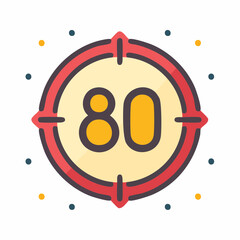 Fototapeta premium Eighty Percent in Target Circle with Spots Achieving Goal Icon