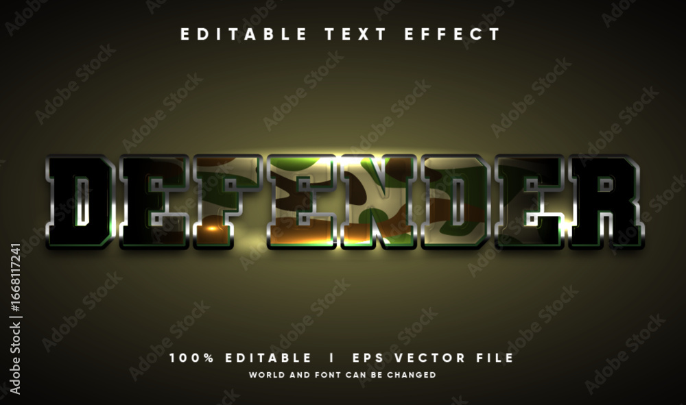 Poster defender vector text effect with modern style