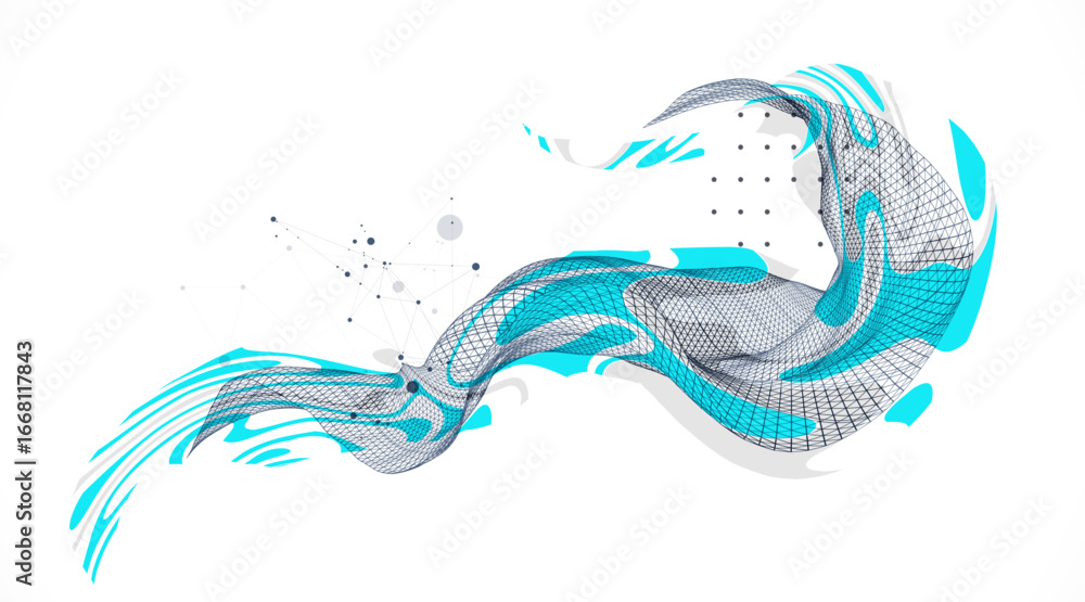 Poster the abstract wave is made in a frame style. template for science and technology presentation. vector