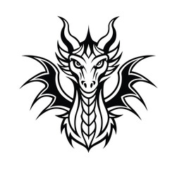 Tribal Dragon Head Design black and White Vector Illustration vector