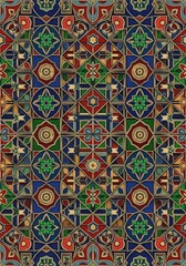 Elegant and intricate pattern with interlaced geometric shapes and floral motifs